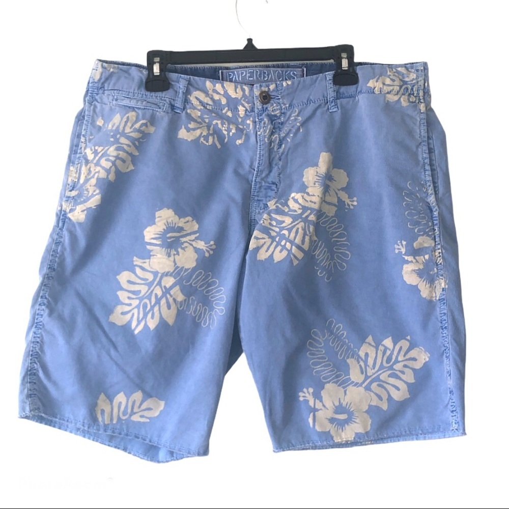 Original Paperbacks St.Barts Leaf Print Bedford Shorts Blue 36